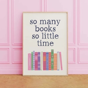 So viele Bücher Poster | Digitale Kunst Download | Niedliche Bibliothek Dekor | Trendiges Leseposter | Buchliebhaber Wandkunst