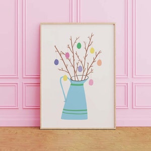Impressão de Árvore de Páscoa | Download de Arte Digital | Impressão de Arte de Páscoa Bonita | Arte de Parede de Ovos de Páscoa | Decoração de Páscoa Moderna | Decoração de Parede de Primavera