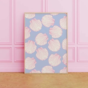 Impresión de conchas marinas / Descarga de arte digital / Impresión de arte de verano linda / Arte de pared femenino / Decoración de casa de playa de moda / Arte de pared costero