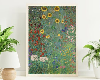 Klimt Garden Painting Print | Digital Art Download | Landscape Wall Art | Gustav Klimt Vintage Printable Art | Cute Trendy Wall Art