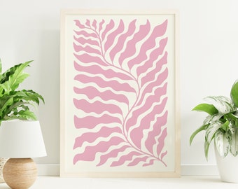 Botanical Print | Digital Art Download | Pink Abstract Floral Printable Art | Cute Trendy Wall Art | Eclectic Maximalist Wall art