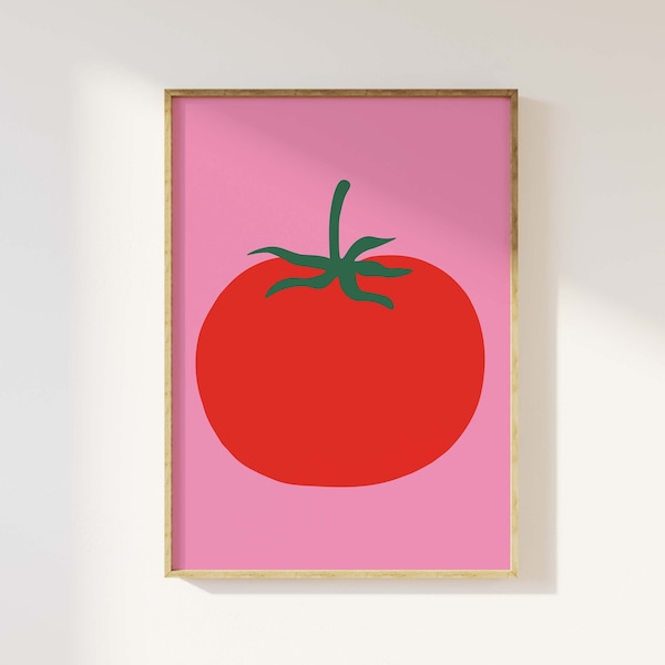 Tomato Print | Digital Art Download | Pomodoro Tomato Wall Art | Italian Kitchen Art Print | Cute Trendy Wall Art