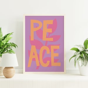 Peace Quote Print | Digital Art Download | Minimal Purple Typography Printable Art