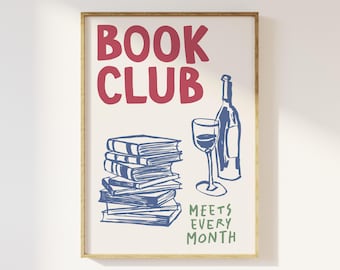 Lámina artística del club de lectura: Arte mural moderno para el rincón de lectura (descarga digital)