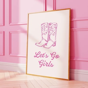 Cowgirl Boots Print | Digital Art Download | Retro Pink Wall Art | Country Western Art Print | Trendy Retro Wall Art