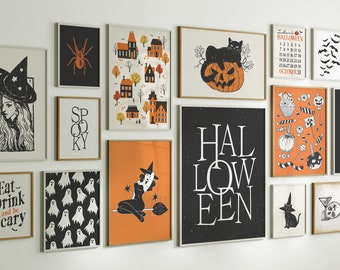 Halloween Wall Art Mega Bundle, Digital Art Download, 30+ Printables, Spooky Season Gallery Wall, Halloween Wall Decor, Halloween Art Prints