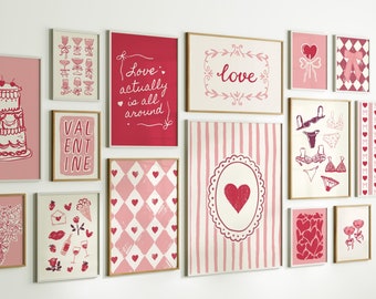 Valentine's Day Wall Art Mega Bundle, Digital Art Download, 30+ Printables, Cute Valentines Prints, Trendy Valentines Decor, Love Wall Art