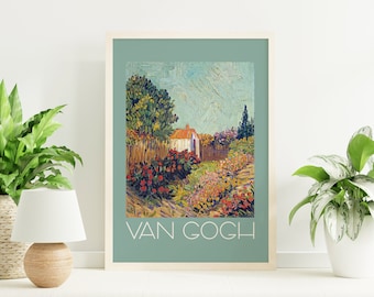 Van Gogh Flores Impresión / Descarga de Arte Digital / Verde Vincent Van Gogh Vintage Floral Imprimible Arte / Lindo Arte de Pared de Moda