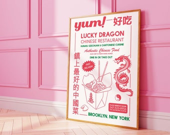 Chinese Takeout Menu Print | Digital Art Download | Brooklyn New York Chinese Food Printable Art Poster