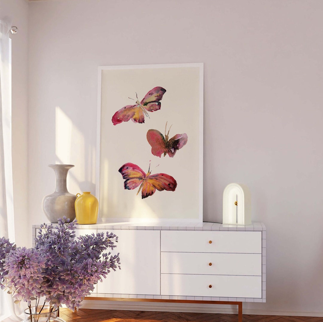 Moths Print | Digital Art Download | Watercolor Butterflies Wall Print ...