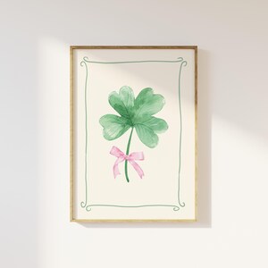 Coquette Shamrock-tryck, digital konstnedladdning, St Patricks Day-dekor, St Patricks-väggkonst, Shamrock-väggkonst, söt irländsk väggkonst bild 3