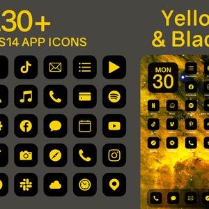 iOS Yellow & Black App Icons | 230+ Yellow and Black Minimal iOS 14 Modern Icon Pack