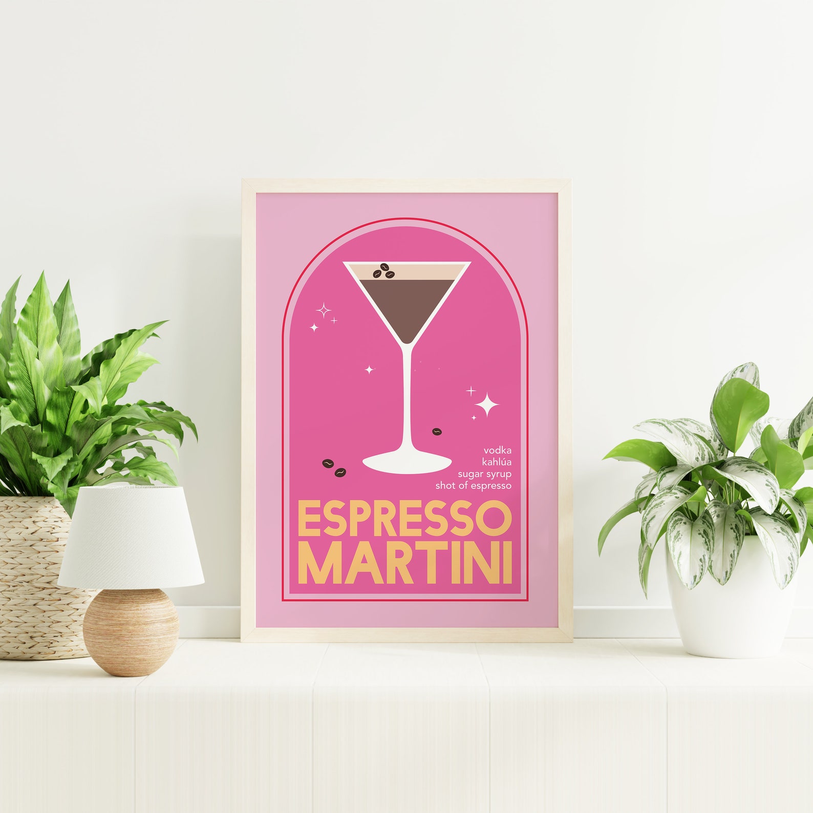 Set of 6 Pink Print Gallery Wall | Digital Art Download | Pink Green ...