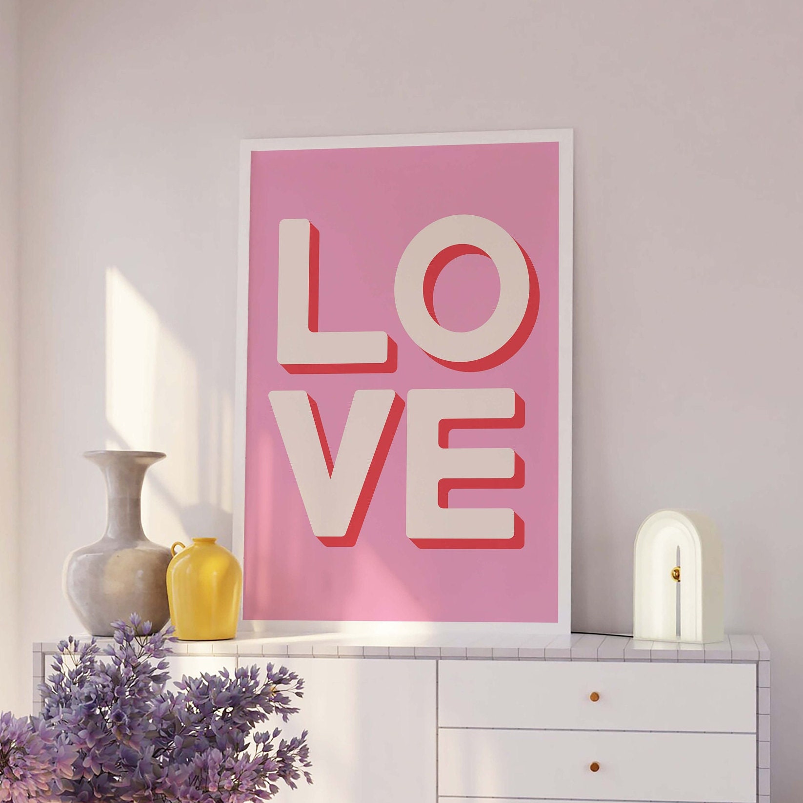 Pink Love Print | Digital Art Download | Cute Valentine's Print