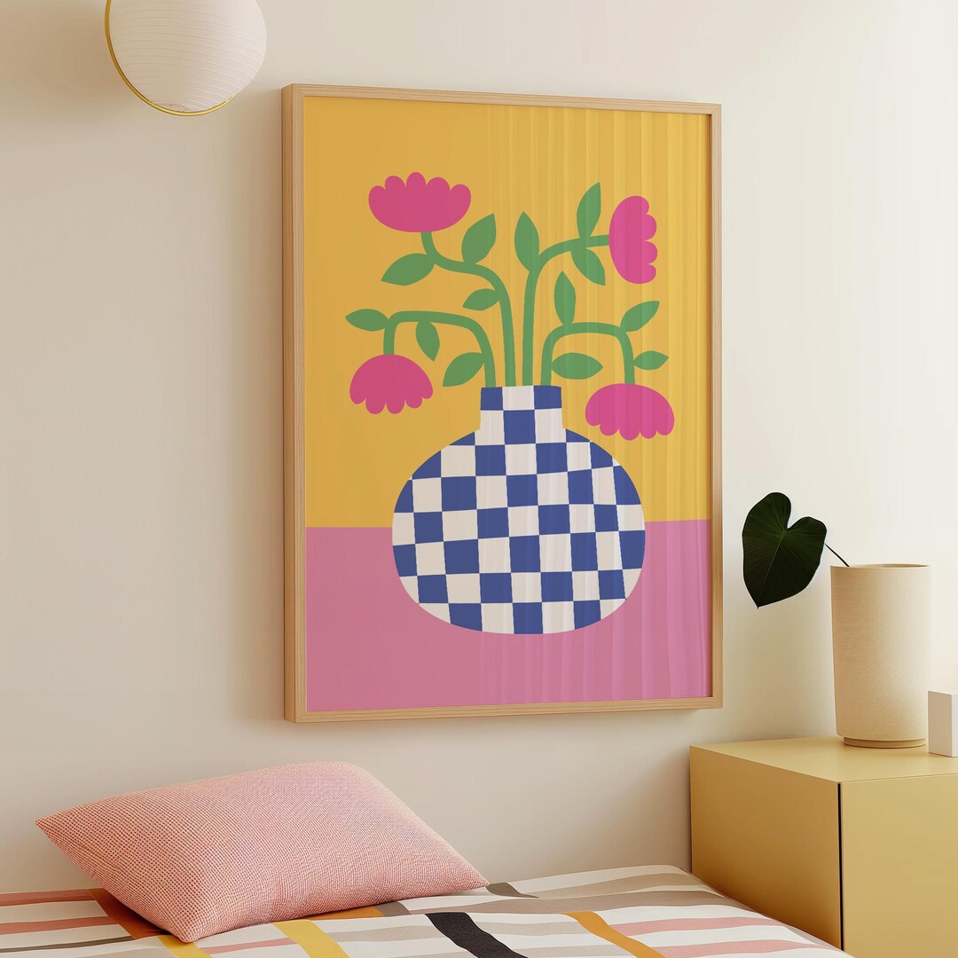 Abstract Floral Wall Art, Colorful Dopamine Decor, Playful Maximalist ...