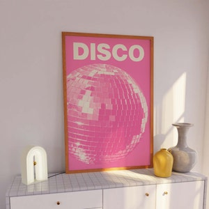 Pink Disco Print | Digital Art Download | Pink Disco Ball Exhibition ...