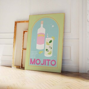 Mojito Cocktail Print / Descarga de arte digital / Lindo rosa verde Mojito Cocktail Bar Arte imprimible / Arte de pared de cocina imagen 6