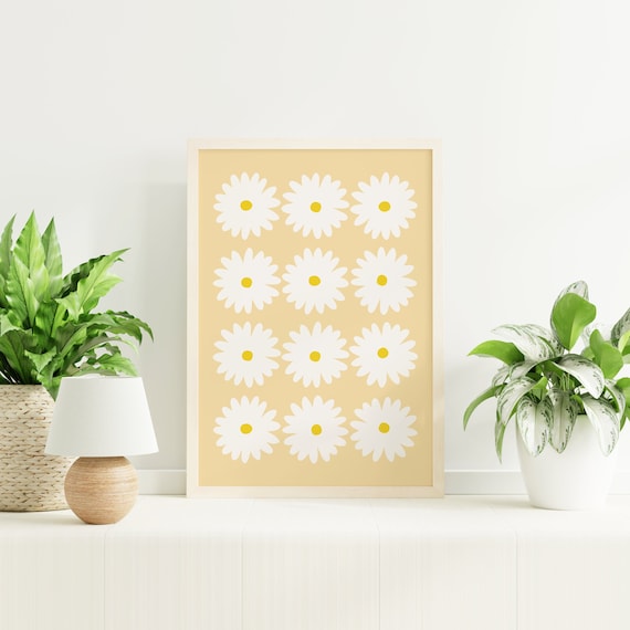 Yellow Daisy Print, Digital Art Download, Flower Printable Wall Art, Yellow Daisies Floral Art Print, Dorm Room Wall Art