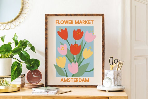 Flower Market Amsterdam Print Digital Art Download | Etsy