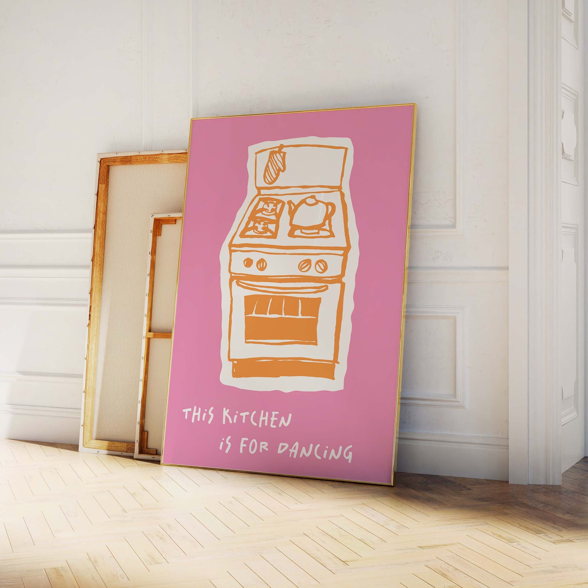 kitchen wall art set of 6 fun foodie prints this... This Kitchen is for Dancing Print | Digital Art Download | Pink Kitchen ...