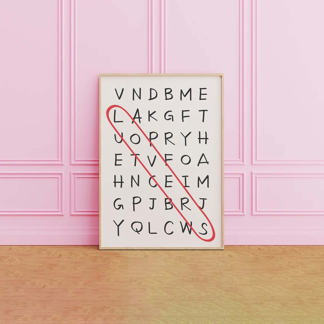 Lovers Word Search Print | Digital Art Download | Valentine's Day Decor ...