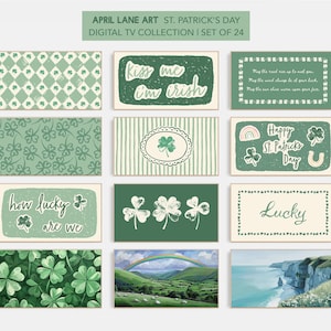 St Patricks Day Frame TV Art Bundle, 24 Irish Designs, Green Holiday Collection, Digital Download