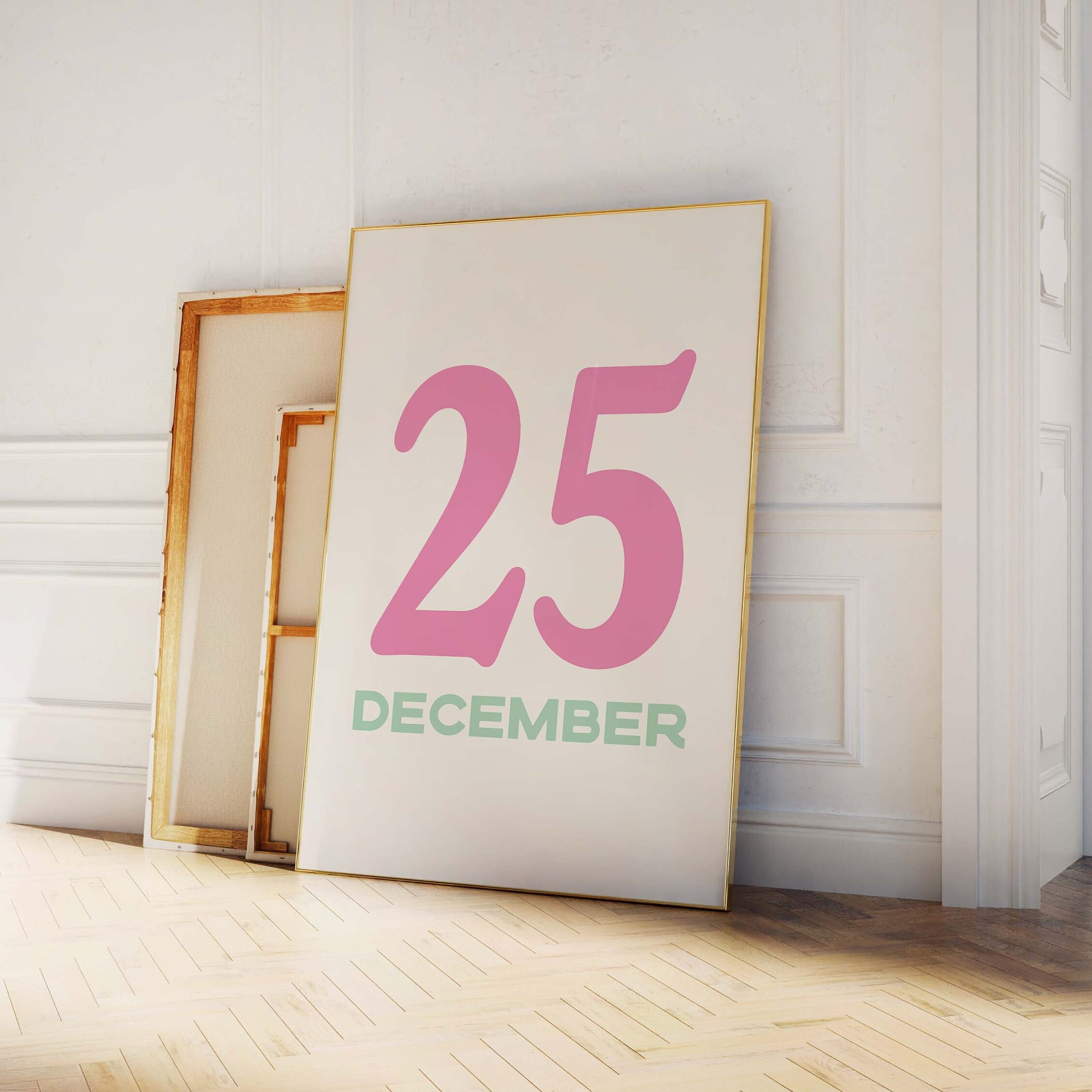 Pastel December 25 Print | Digital Art Download | Cute Pink Christmas ...