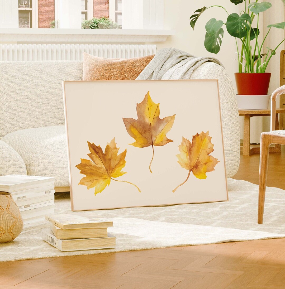Fall Leaves Print, Digital Art Download, Thanksgiving Wall Art ...