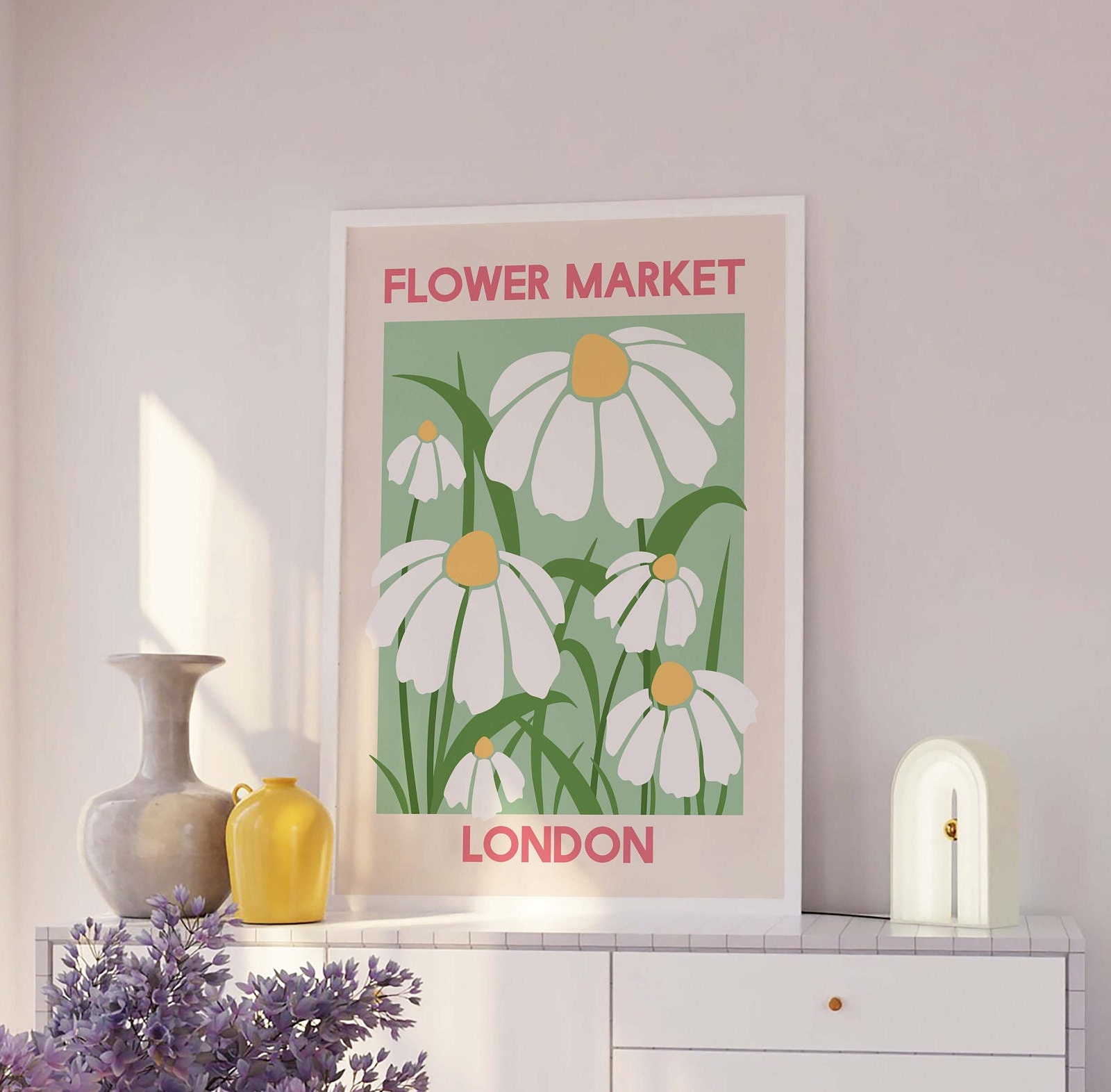 Set of 6 Green and Pink Print Gallery Wall | Digital Art Download | New ...