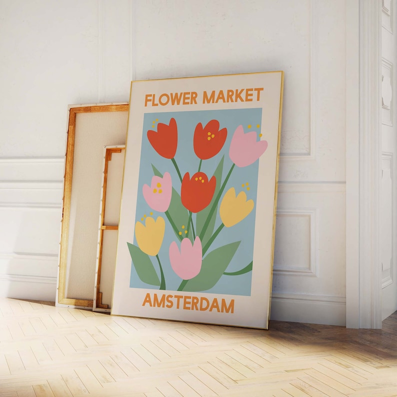 Set of 6 Flower Fruit Market Prints Digital Art Download Colorful Gallery Wall Travel Exhibition Print Set image 3