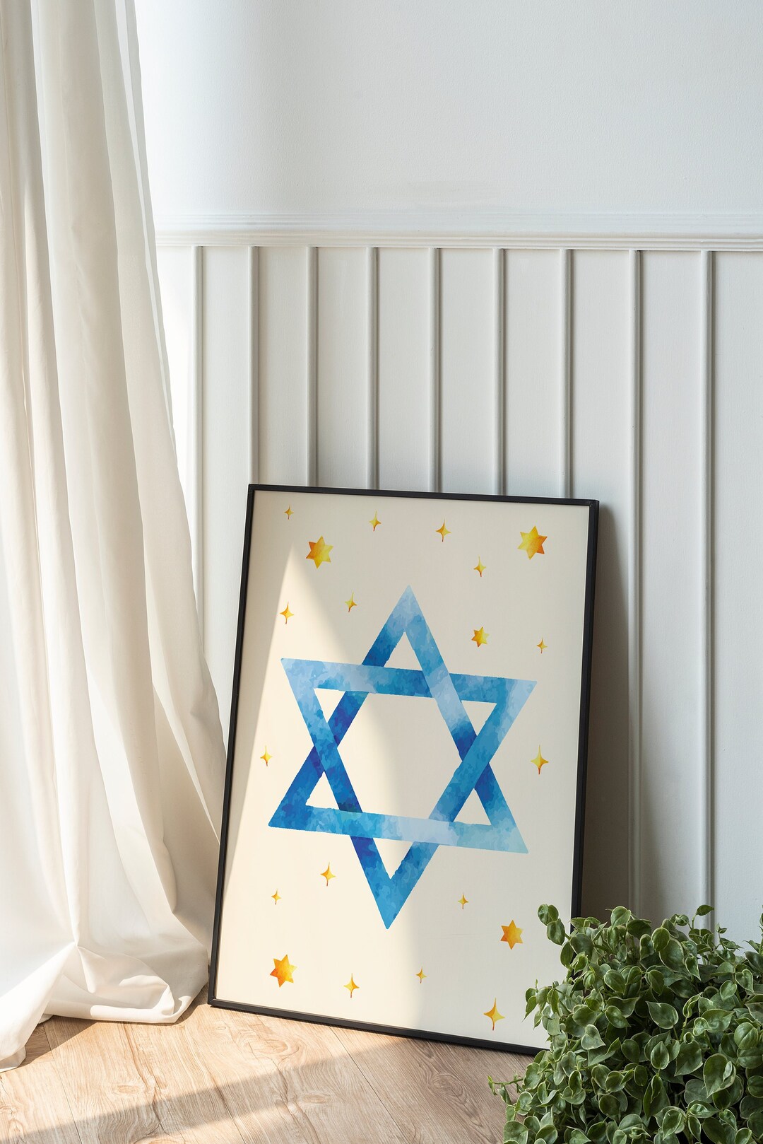 Star of David Print Digital Art Download Cute Watercolor - Etsy