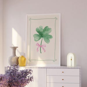 Coquette Shamrock-tryck, digital konstnedladdning, St Patricks Day-dekor, St Patricks-väggkonst, Shamrock-väggkonst, söt irländsk väggkonst bild 4