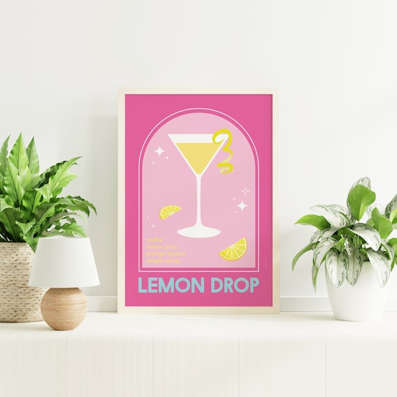 Lemon Drop Martini Cocktail Print Digital Art Download | Etsy