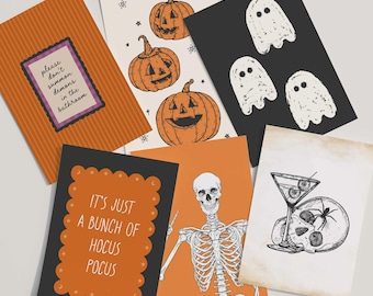 Nostalgic Halloween Gallery Wall Prints, Cute Halloween Posters, 8 Printables (Digital Download)