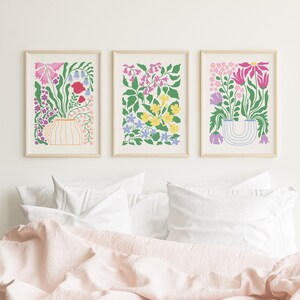 Set of 3 Abstract Floral Prints | Digital Art Download | Cute Flower ...