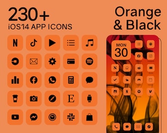 iOS Orange App Icons | 230+ Orange and Black Minimal iOS 14 Modern Icon Pack