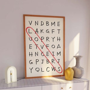 Lovers Word Search Print | Digital Art Download | Valentine's Day Decor ...