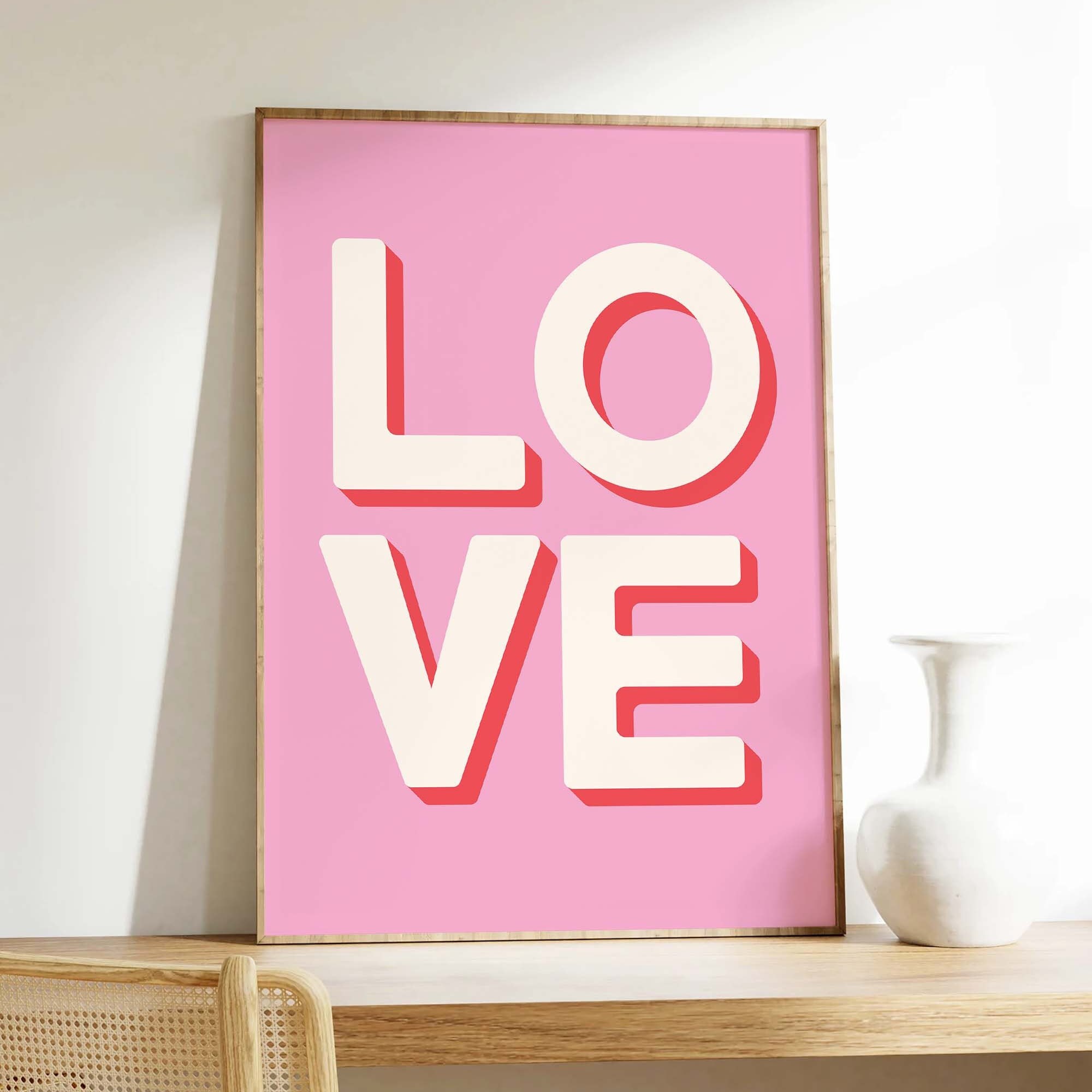 Pink Love Print | Digital Art Download | Cute Valentine's Print