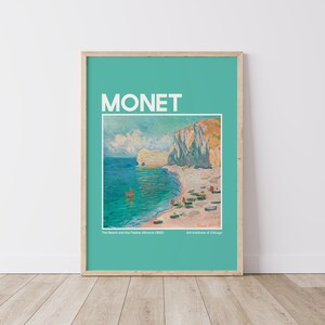 Impresión de la exposición de Monet / Descarga de arte digital / Blue Claude Monet Beach Vintage French Printable Art / Lindo arte de pared de moda