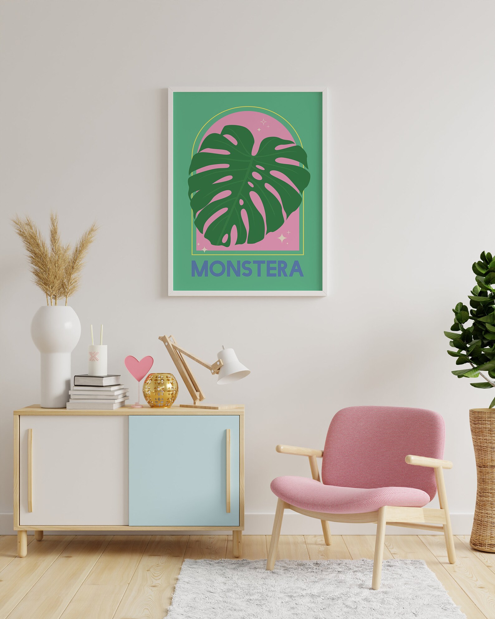 Set of 6 Green and Pink Print Gallery Wall | Digital Art Download | New ...