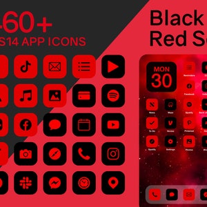 Red Ios 14 App Icon Pack Neon Aesthetic Ios 14 Icons Etsy