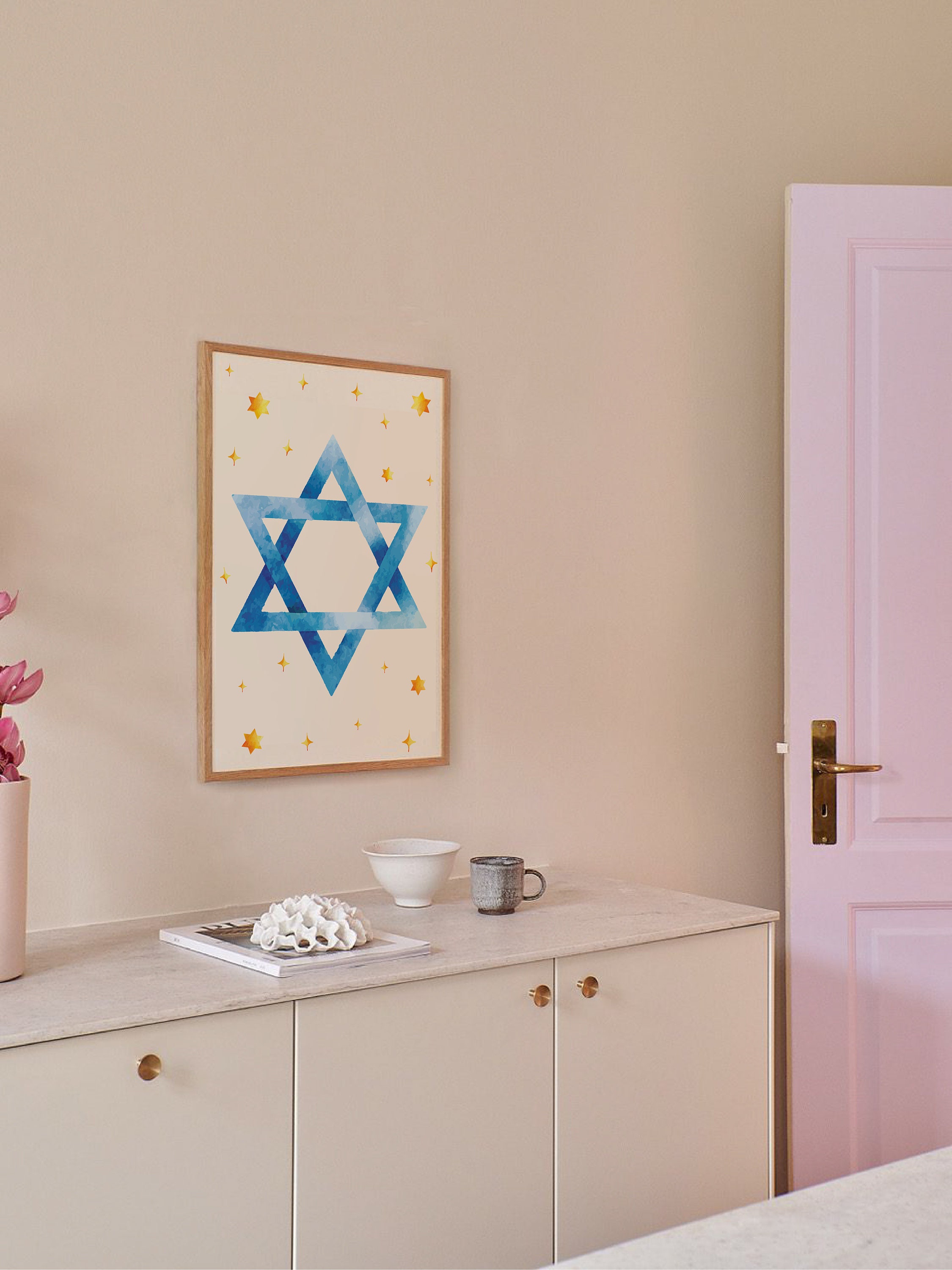 Star of David Print Digital Art Download Cute Watercolor - Etsy