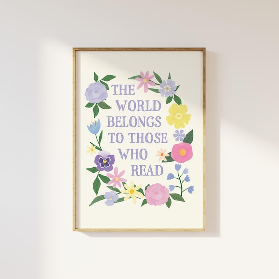 Reading Quote Print, Whimsical Bookish Wall Art, Digital Download, Cute Book Lover Decor, Aesthetic Book Club Wall Art, Cozy Book Nook Art