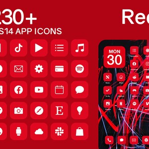 iOS Rote App Icons | 230+ Hellrot Minimal iOS 14 Modern Icon Pack