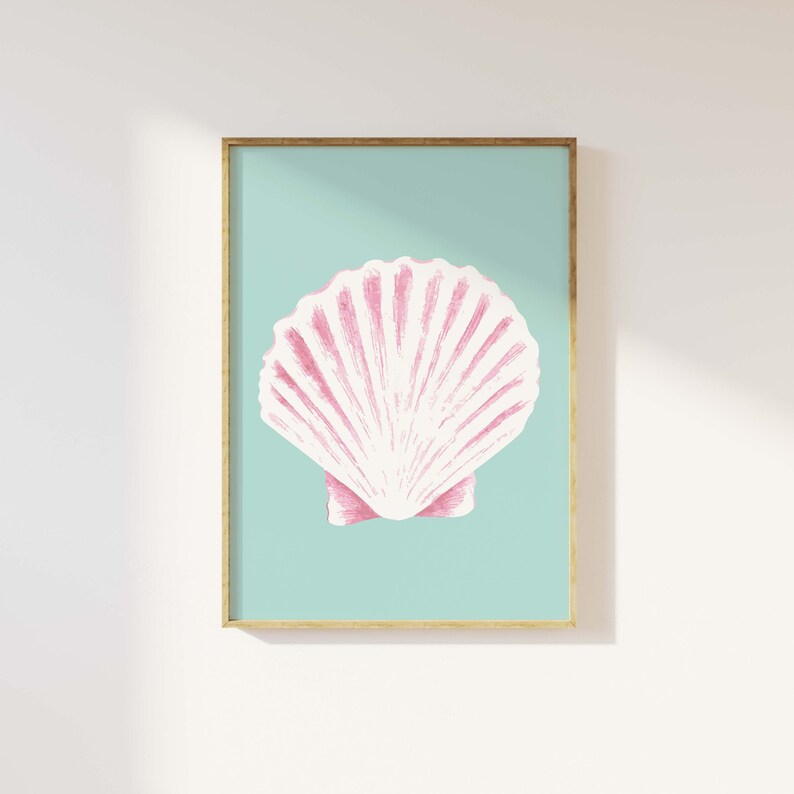 Seashell Print | Digital Art Download | Cute Summer Art Print | Girly ...
