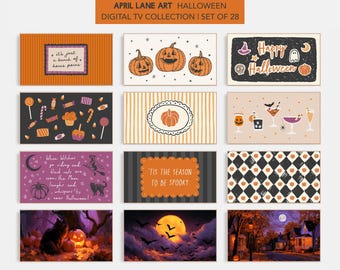 Halloween Frame TV Art Bundle, 28 Spooky Designs, Nostalgic Halloween Collection, Digital Download