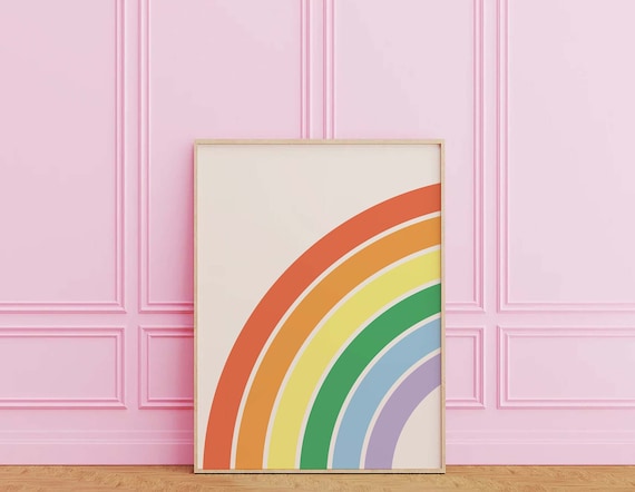 Rainbow Print | Digital Art Download | Minimal Boho Rainbow Art | Colorful St. Patricks Day Decor | Retro PRIDE Wall Art