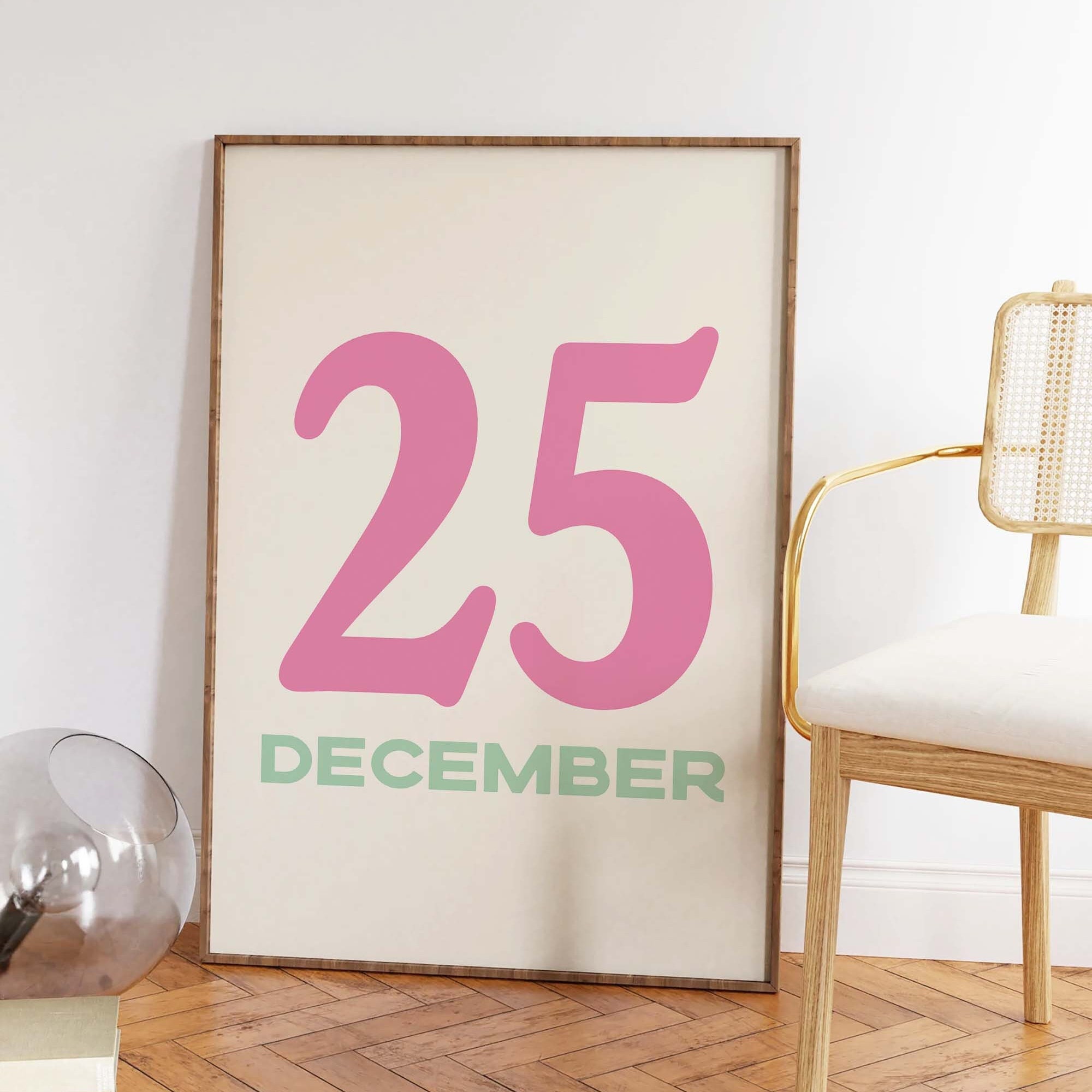 Pastel December 25 Print | Digital Art Download | Cute Pink Christmas ...