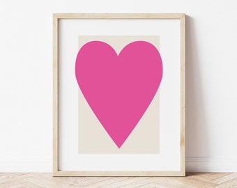 Pink Heart Print | Digital Art Download | Abstract Minimal Heart