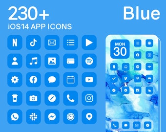 iOS Blue App Icons | 230+ Blue Minimal iOS 14 Modern Icon Pack